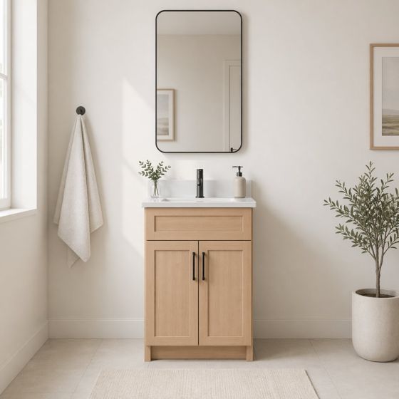 Light Oak Veneer 24" bathroom vanity