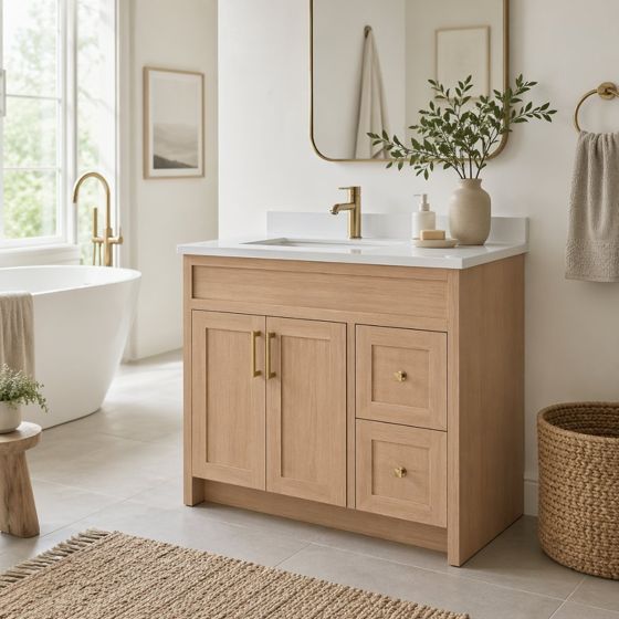 Light Oak Veneer 36" bathroom vanity