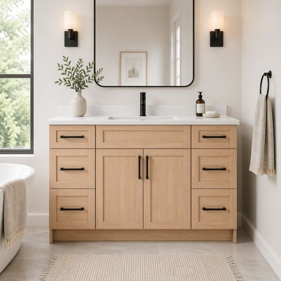 Light Oak Veneer 48" bathroom vanity